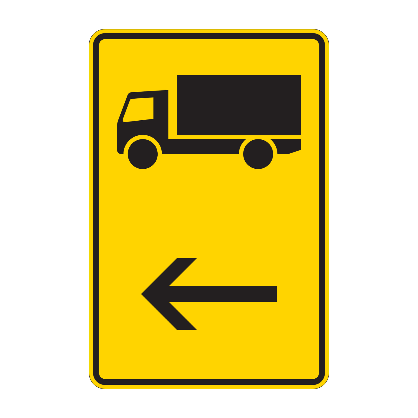 Verkehrszeichen „Wegweiser für KFZ mit einer zulässigen Gesamtmasse über 3,5 t, hier links“ - VZ - 422-10