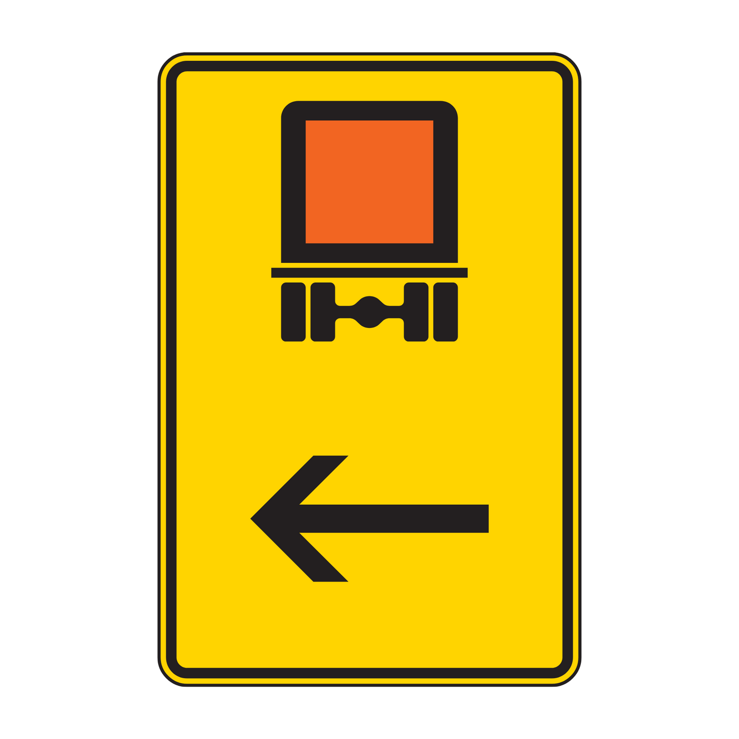 Verkehrszeichen „Wegweiser für kennzeichnungspflichtige Fahrzeuge mit gefährlichen Gütern, hier links“ – VZ 422-12
