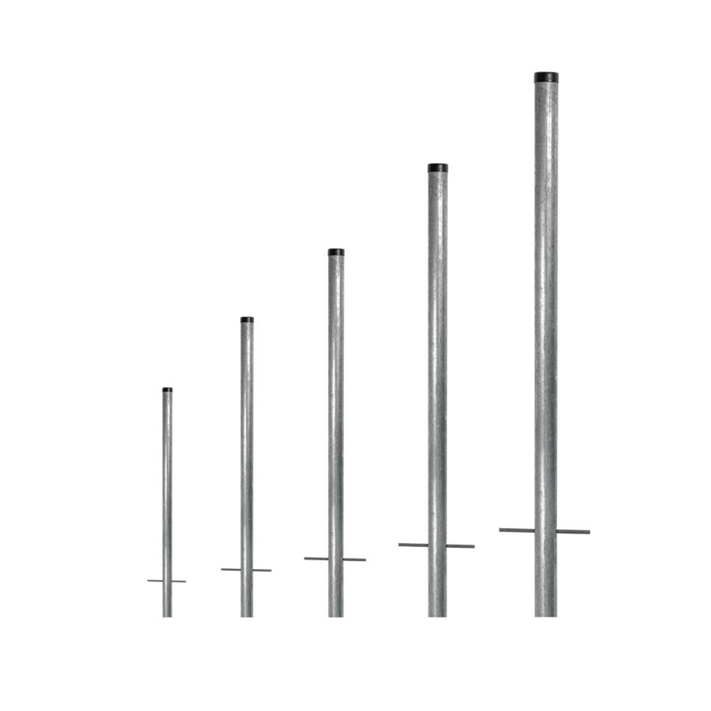 Rohrpfosten aus Stahl mit Erdanker und Rohrkappe