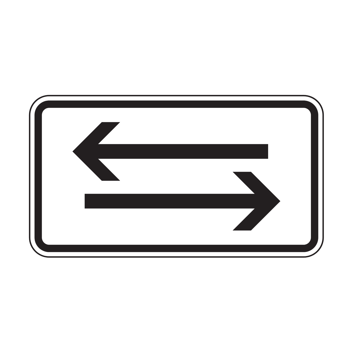 Verkehrszeichen "Beide Richtungen, zwei gegengerichtete waagrechte Pfeile" – VZ 1000-30