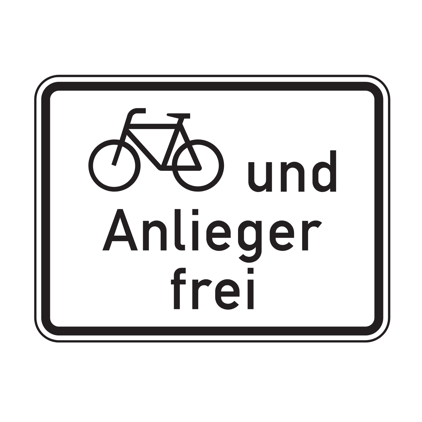 Verkehrszeichen "Radverkehr und Anlieger frei" – VZ 1020-12