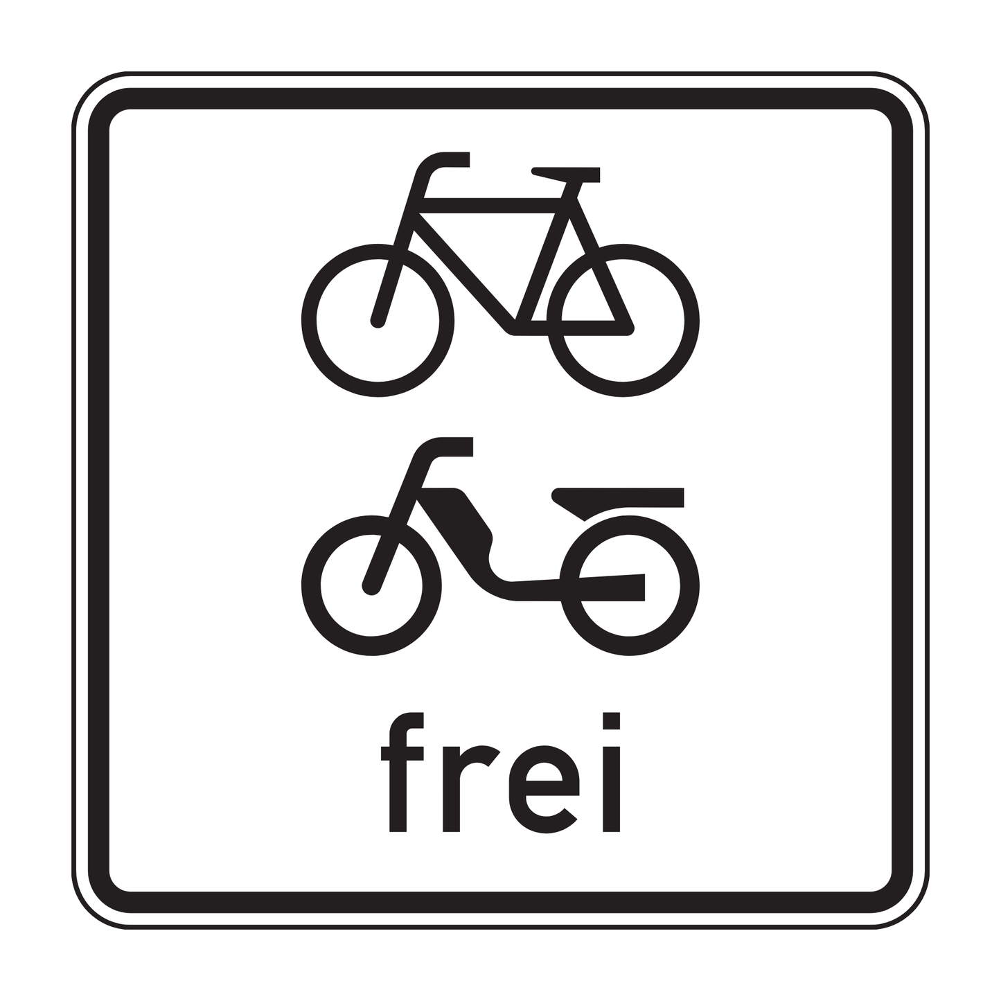 Verkehrszeichen "Radverkehr und Mofas frei" – VZ 1022-14