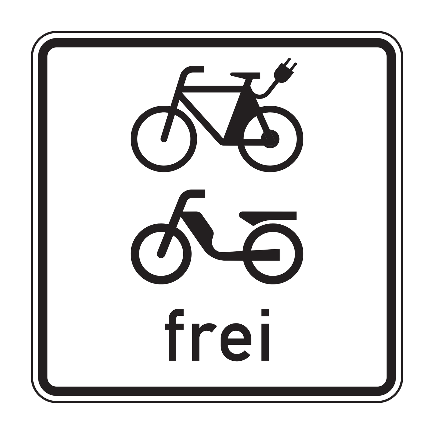 Verkehrszeichen "E-Bikes und Mofas frei" – VZ 1022-15