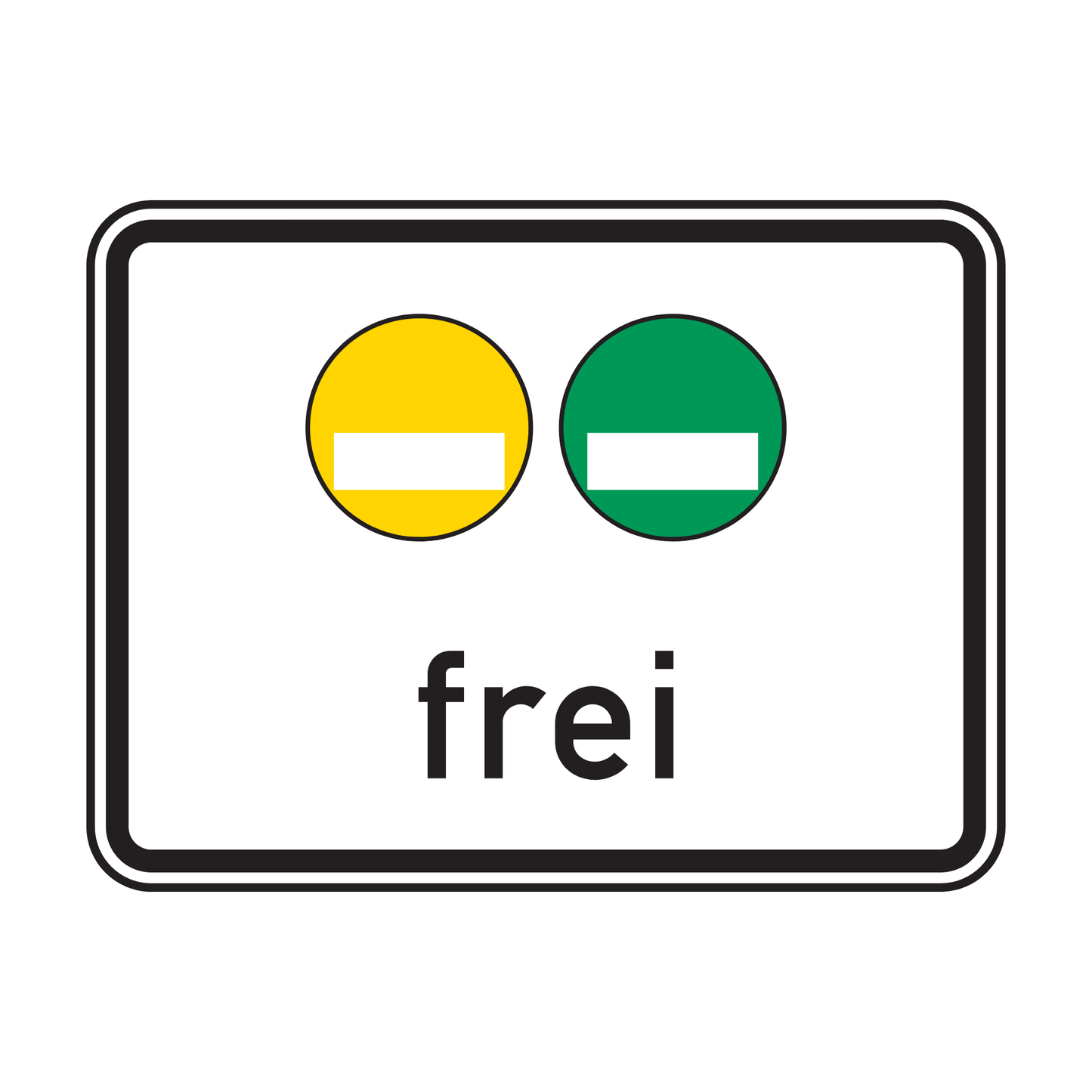 Verkehrszeichen "Freistellung vom Verkehrsverbot nach § 40 Abs. 1 BImSchG – gelbe und grüne Plakette frei" – VZ 1031-51