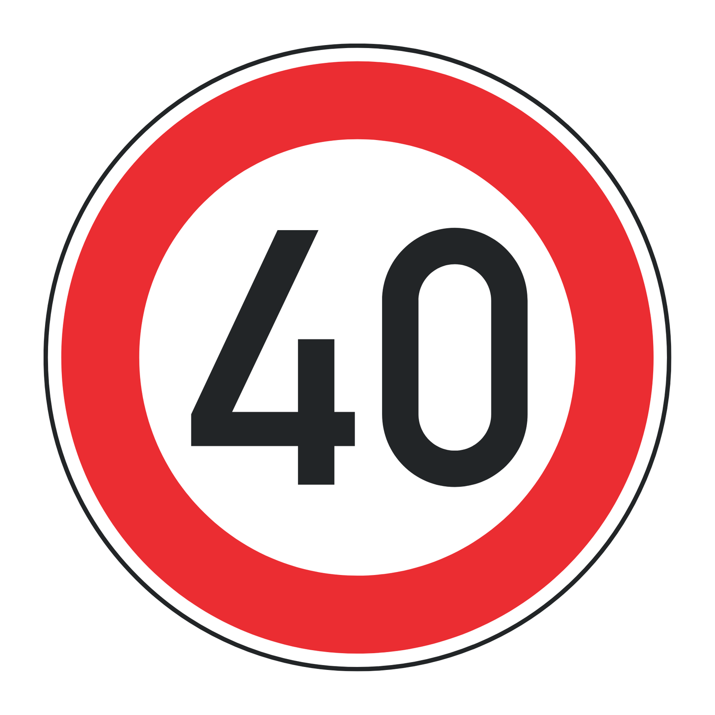 Verkehrszeichen "Zulässige Höchstgeschwindigkeit 40 km/h" - VZ 274-40