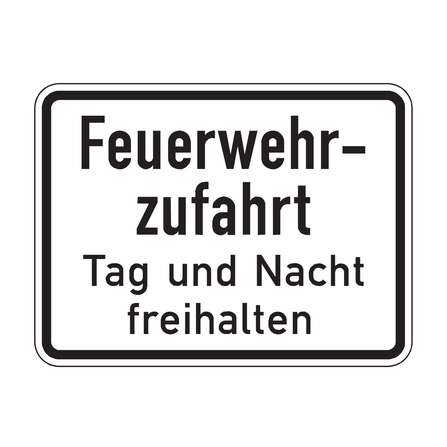 Verkehrszeichen "Feuerwehrzufahrt Tag und Nacht freihalten" – VZ 2433