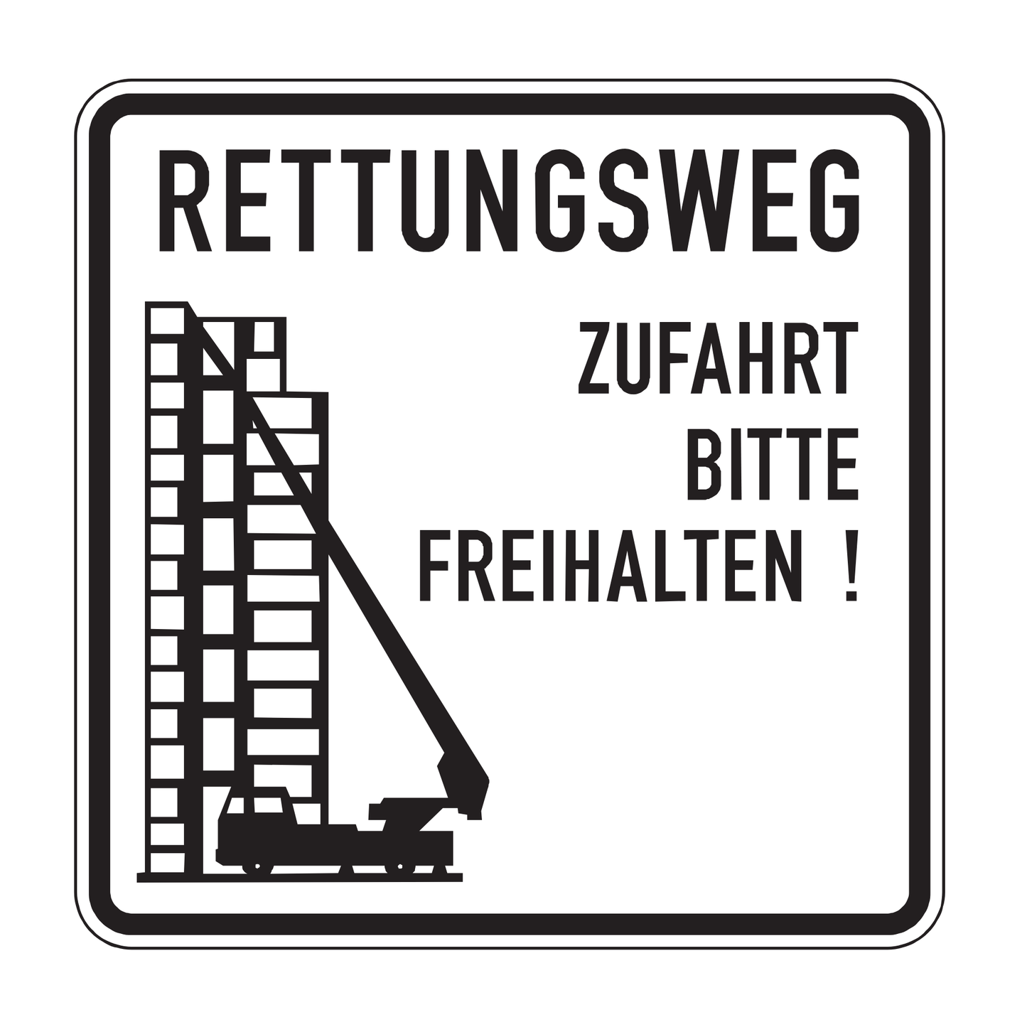 Verkehrszeichen "Rettungsweg Zufahrt bitte freihalten" – VZ 2441