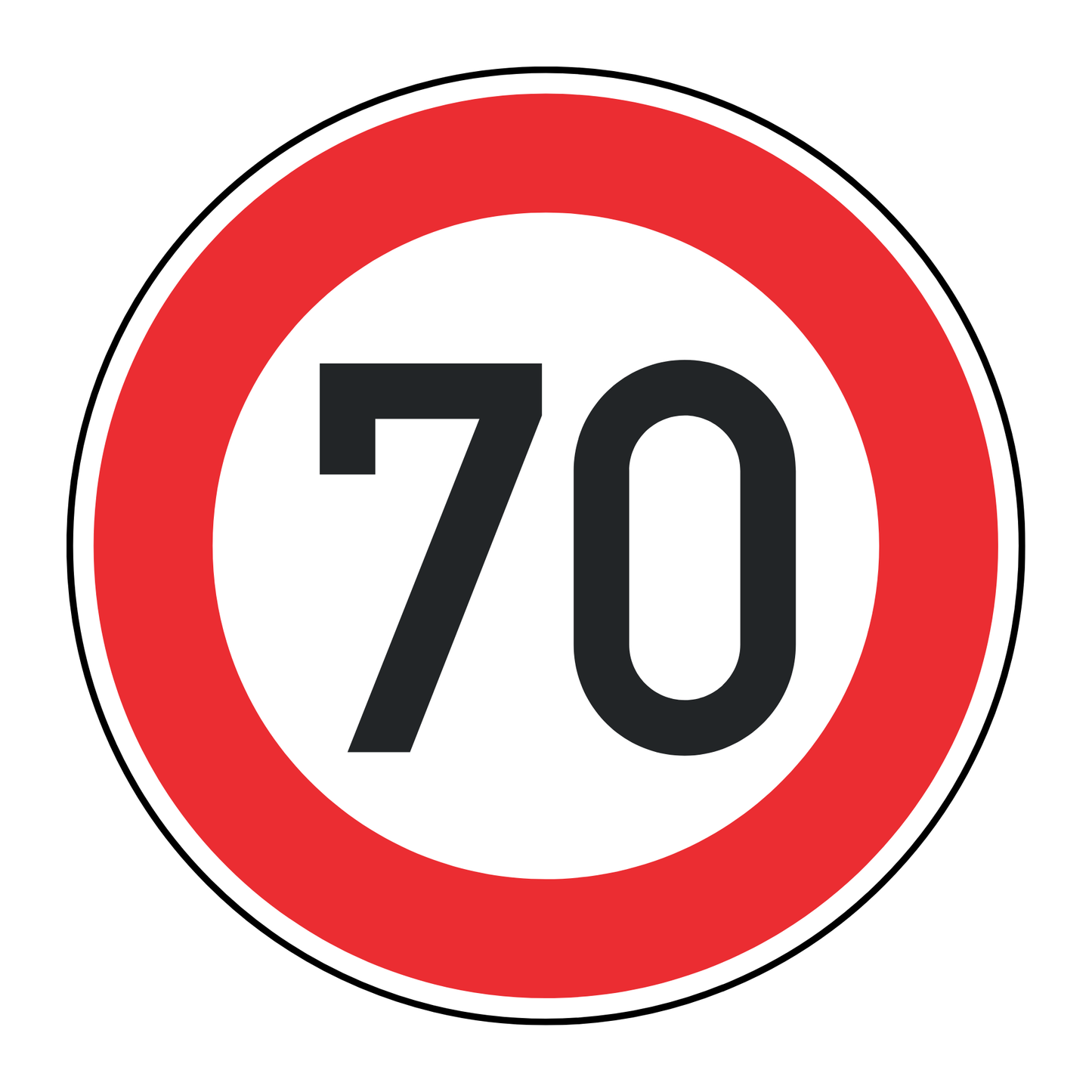 Verkehrszeichen "Zulässige Höchstgeschwindigkeit 70 km/h" - VZ 274-70