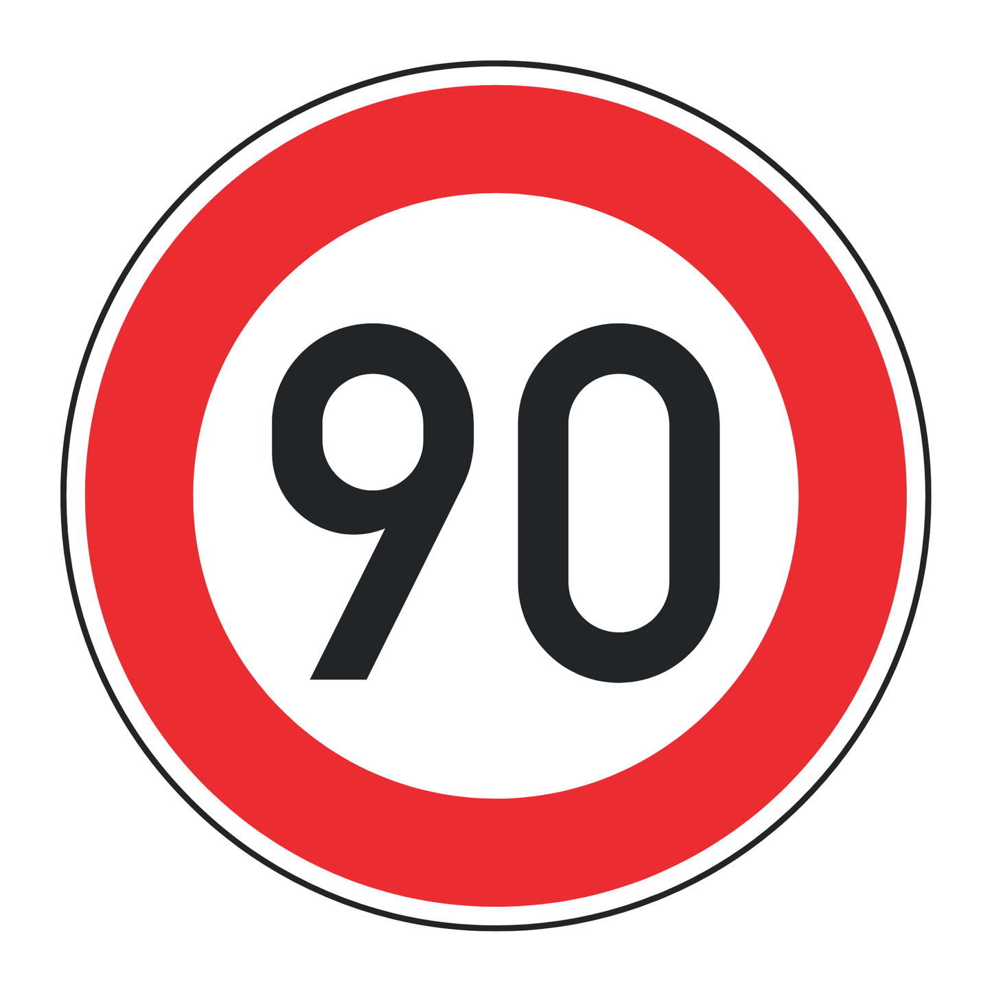 Verkehrszeichen "Zulässige Höchstgeschwindigkeit 90 km/h" - VZ 274-90