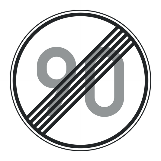 Verkehrszeichen "Ende der zulässigen Höchstgeschwindigkeit 90 km/h" - VZ 278-90