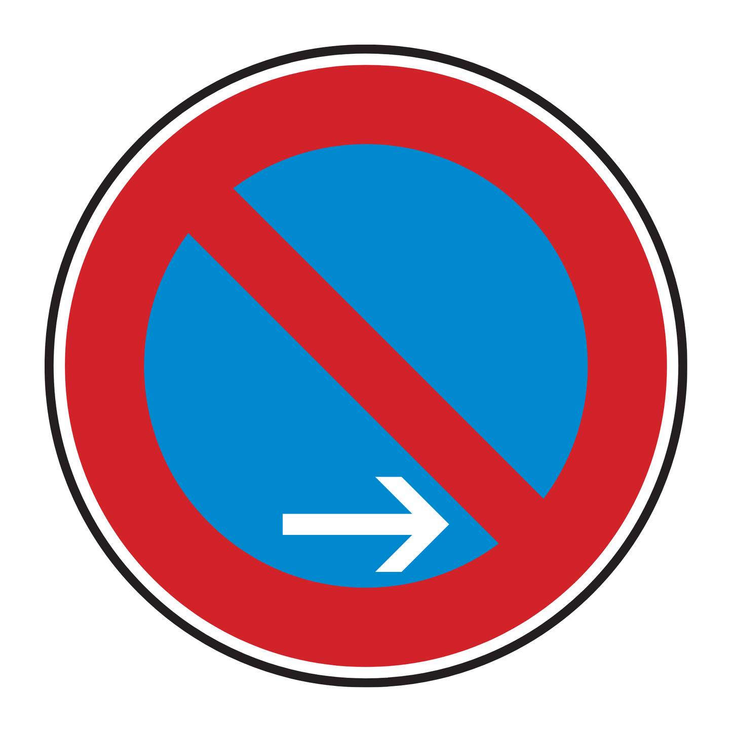 Verkehrszeichen "Eingeschränktes Haltverbot Ende (Aufstellung rechts)" - VZ 286-20