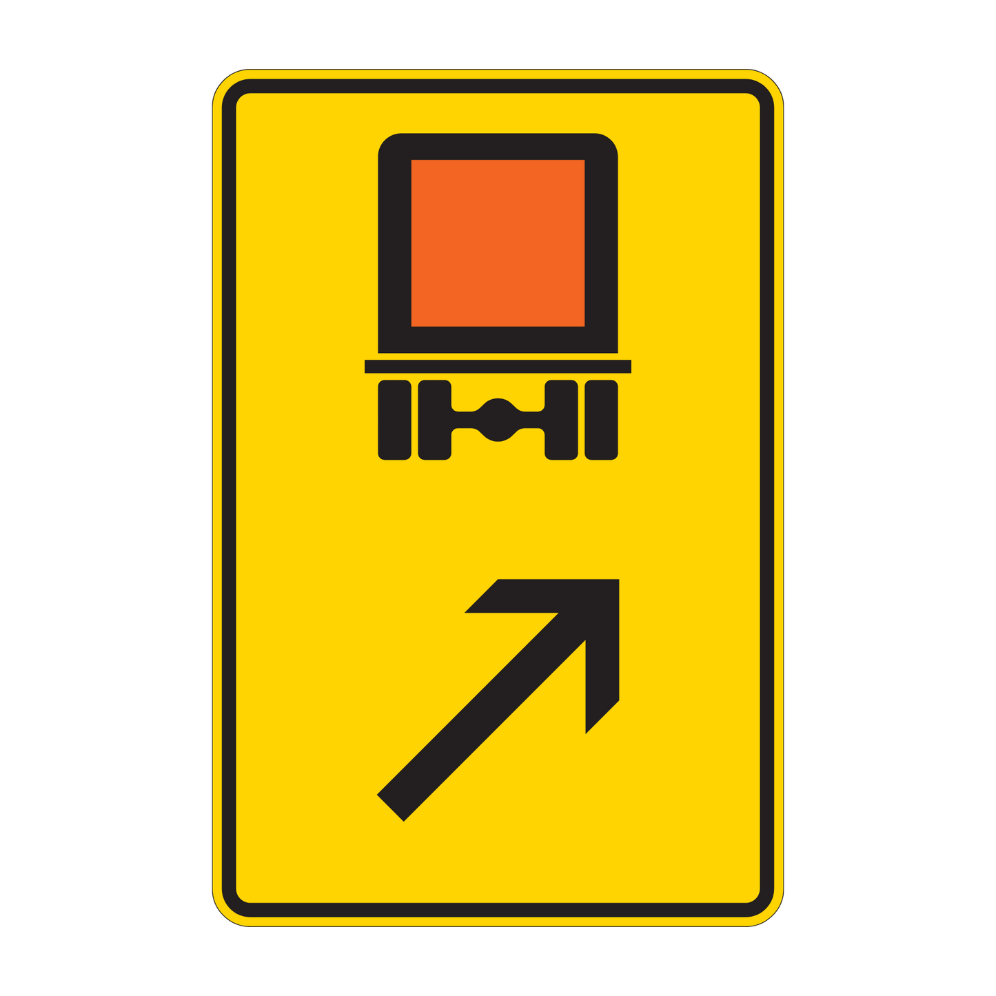 Verkehrszeichen „Wegweiser für kennzeichnungspflichtige Fahrzeuge mit gefährlichen Gütern, rechts einordnen“ – VZ 422-23