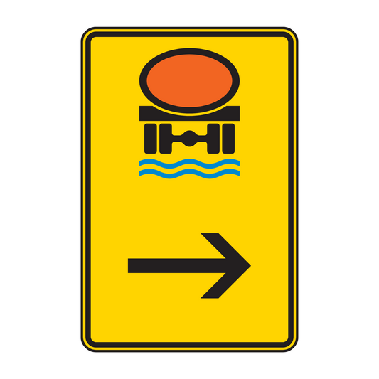 Verkehrszeichen „Wegweiser für Fahrzeuge mit wassergefährdender Ladung, hier rechts“ – VZ 422-24