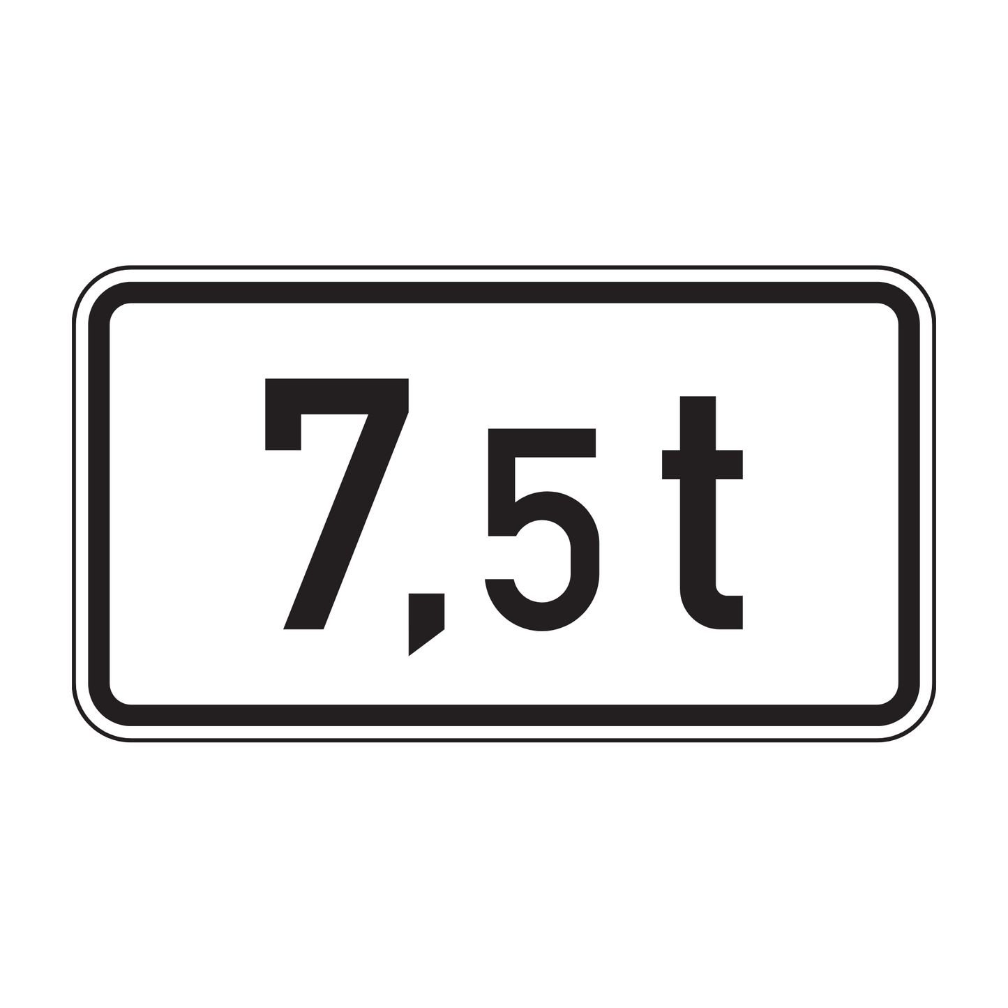Verkehrszeichen "Massenangabe – 7,5t" – VZ 1053-33