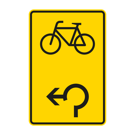 Verkehrszeichen „Vorwegweiser für Radverkehr im Kreisverkehr, linksweisend“ – VZ 442-17