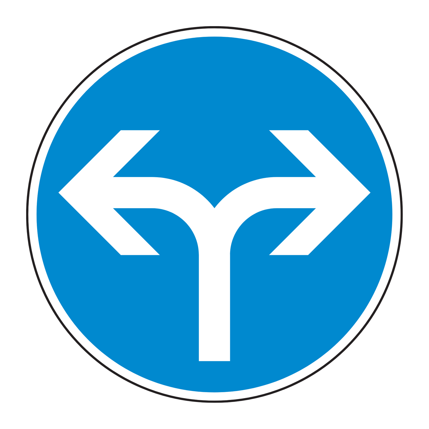 Verkehrszeichen "Vorgeschriebene Fahrtrichtung rechts oder links" - VZ 214-30