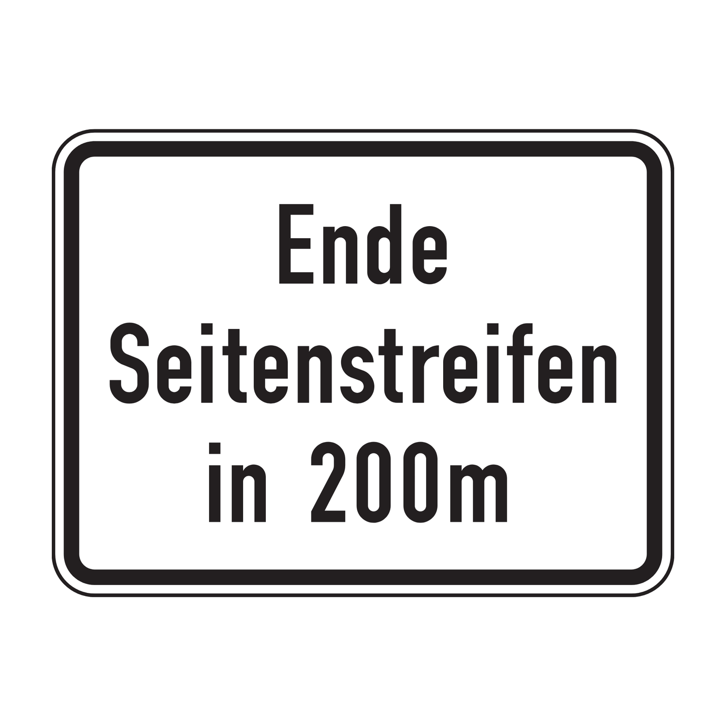 Verkehrszeichen "Ende Seitenstreifen in 200m" – VZ 1007-59