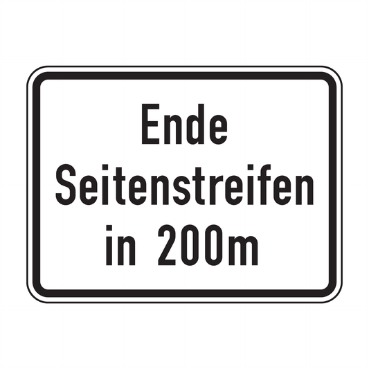 Verkehrszeichen "Ende Seitenstreifen in 200m" – VZ 1007-59
