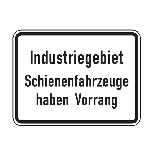 Verkehrszeichen "Industriegebiet Schienenfahrzeuge haben Vorrang (zu Z. 201)" – VZ 1008-32