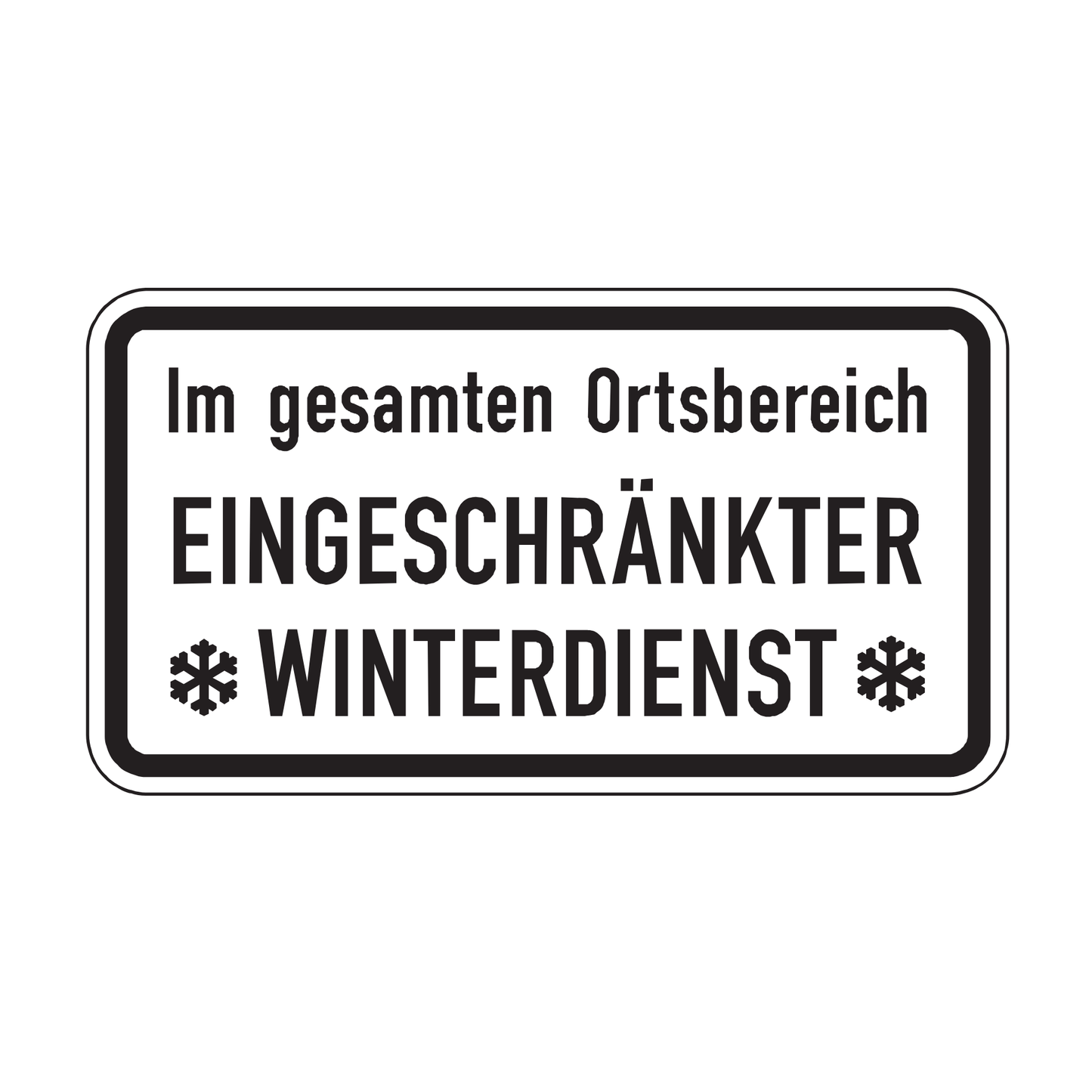 Verkehrszeichen "Im gesamten Ortsbereich EINGESCHRÄNKTER WINTERDIENST" – VZ 2004