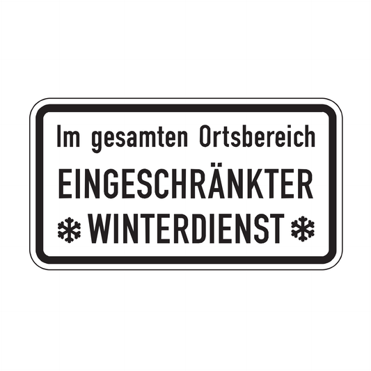 Verkehrszeichen "Im gesamten Ortsbereich EINGESCHRÄNKTER WINTERDIENST" – VZ 2004