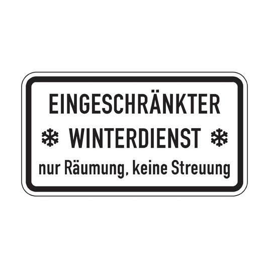 Verkehrszeichen "EINGESCHRÄNKTER WINTERDIENST – nur Räumung, keine Streuung" – VZ 2003
