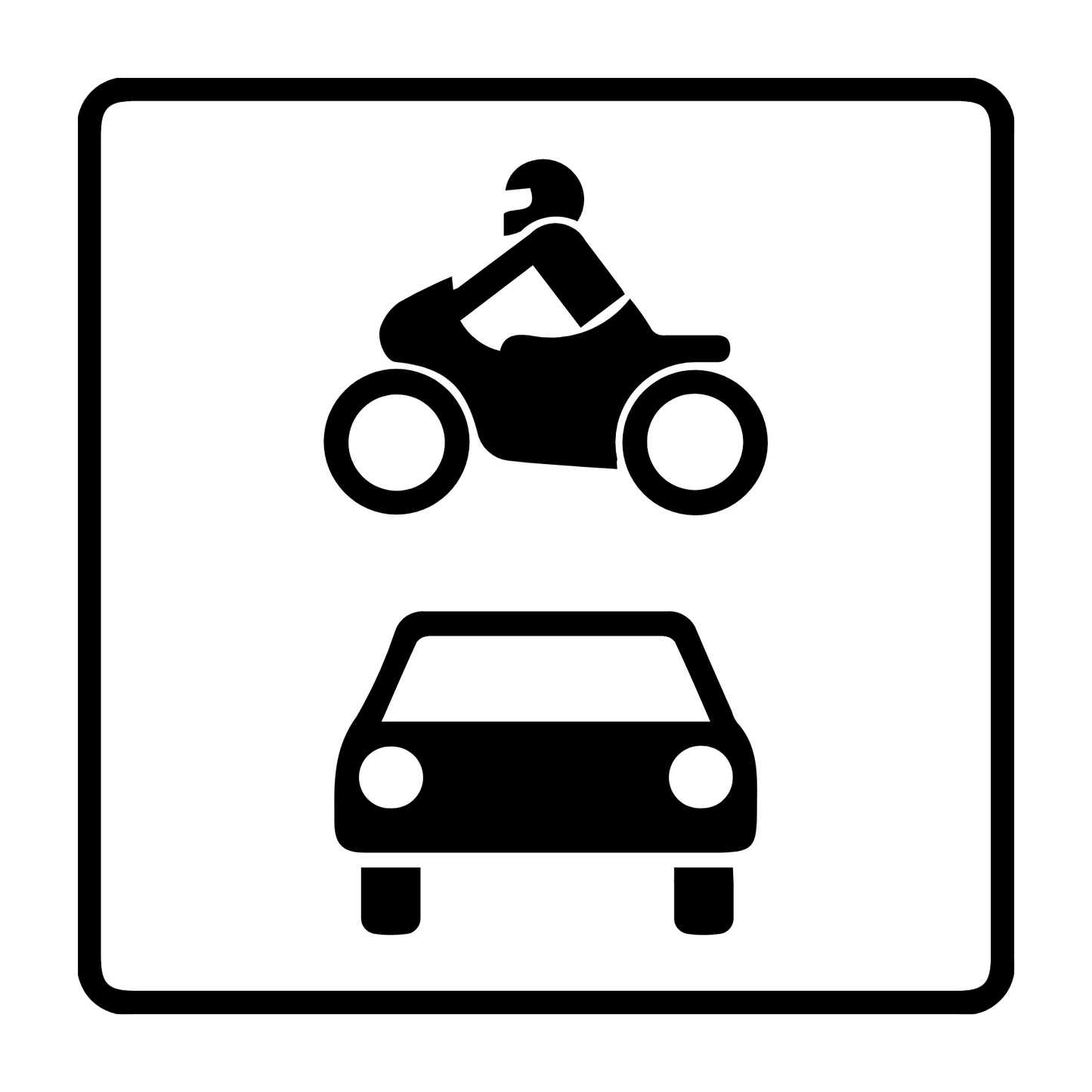 Verkehrszeichen "Krafträder, auch mit Beiwagen, Kleinkrafträder und Mopeds, Kraftwagen und sonstige mehrspurige Fahrzeuge" – VZ 1010-72