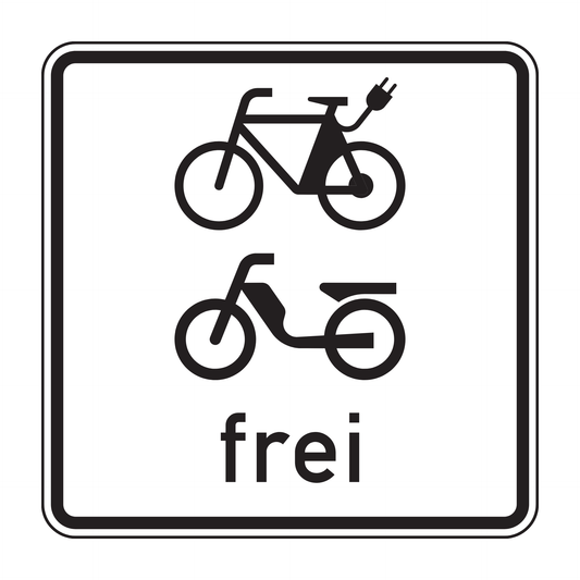 Verkehrszeichen "E-Bikes und Mofas frei" – VZ 1022-15