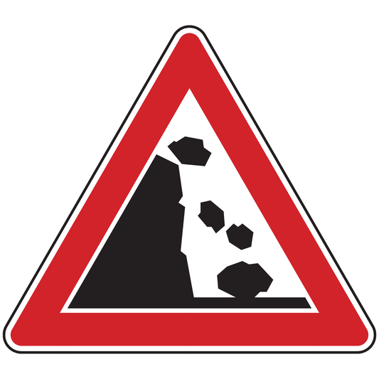 Verkehrszeichen "Steinschlag, Aufstellung links" - VZ 101-25