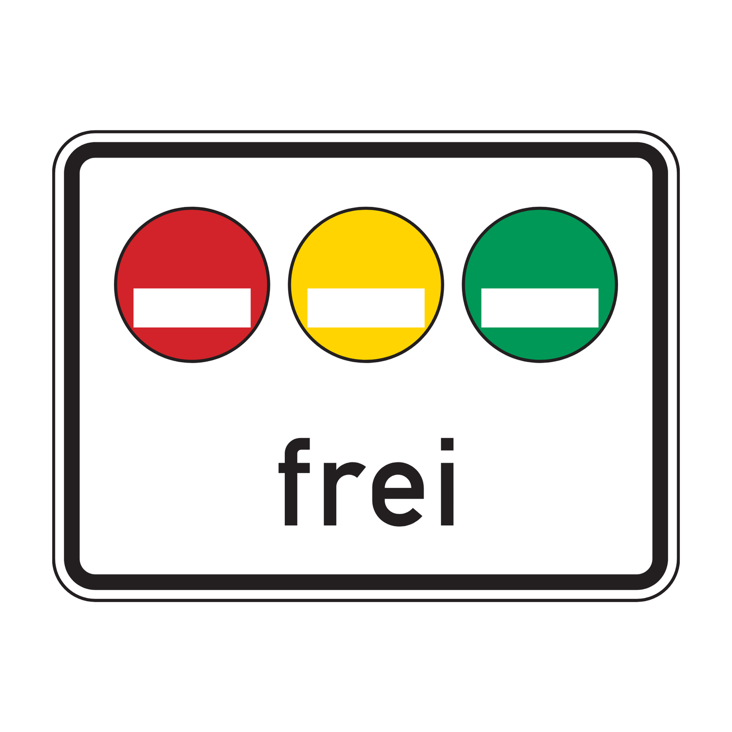Verkehrszeichen "Freistellung vom Verkehrsverbot nach § 40 Abs. 1 BImSchG – rote, gelbe und grüne Plakette frei" – VZ 1031-50