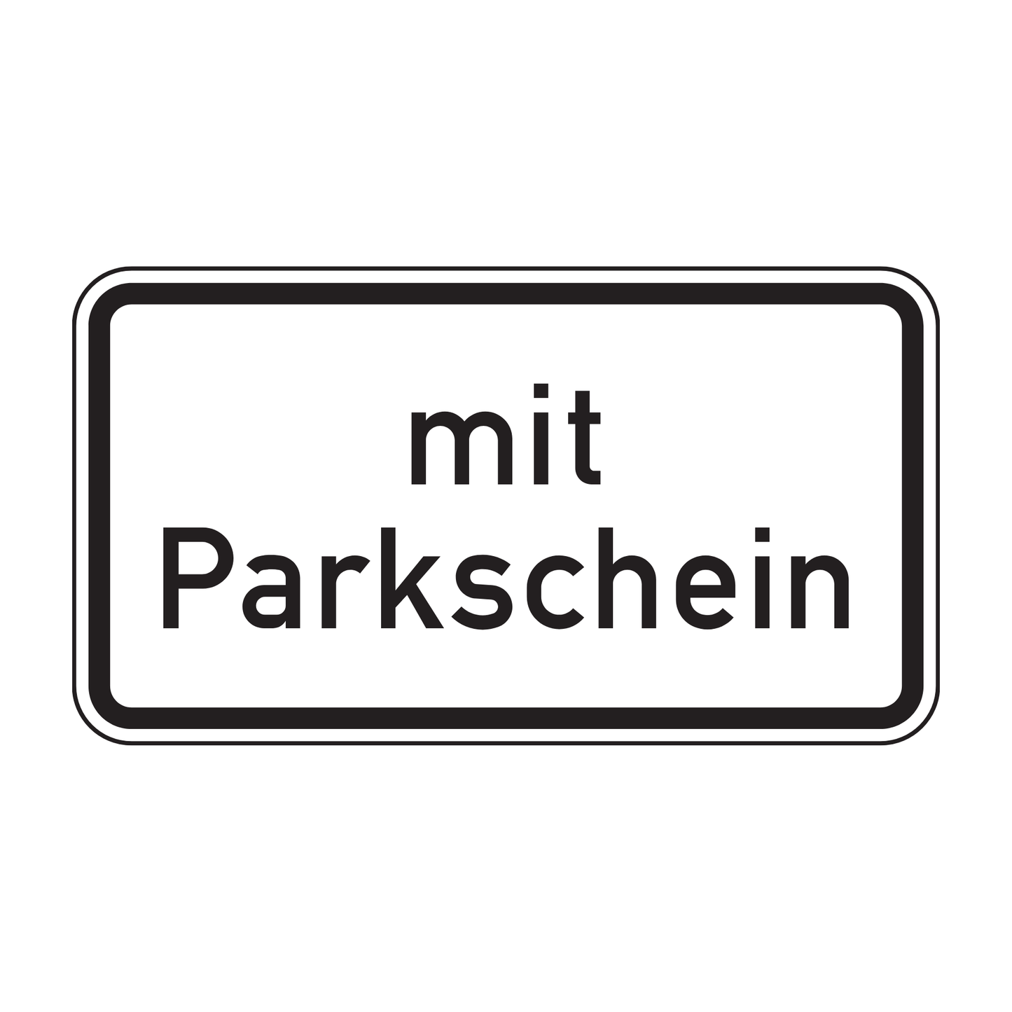 Verkehrszeichen "Mit Parkschein" – VZ 1053-31