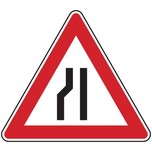 Verkehrszeichen "Einseitige verengte Fahrbahn, Verengung links" - VZ 121-20