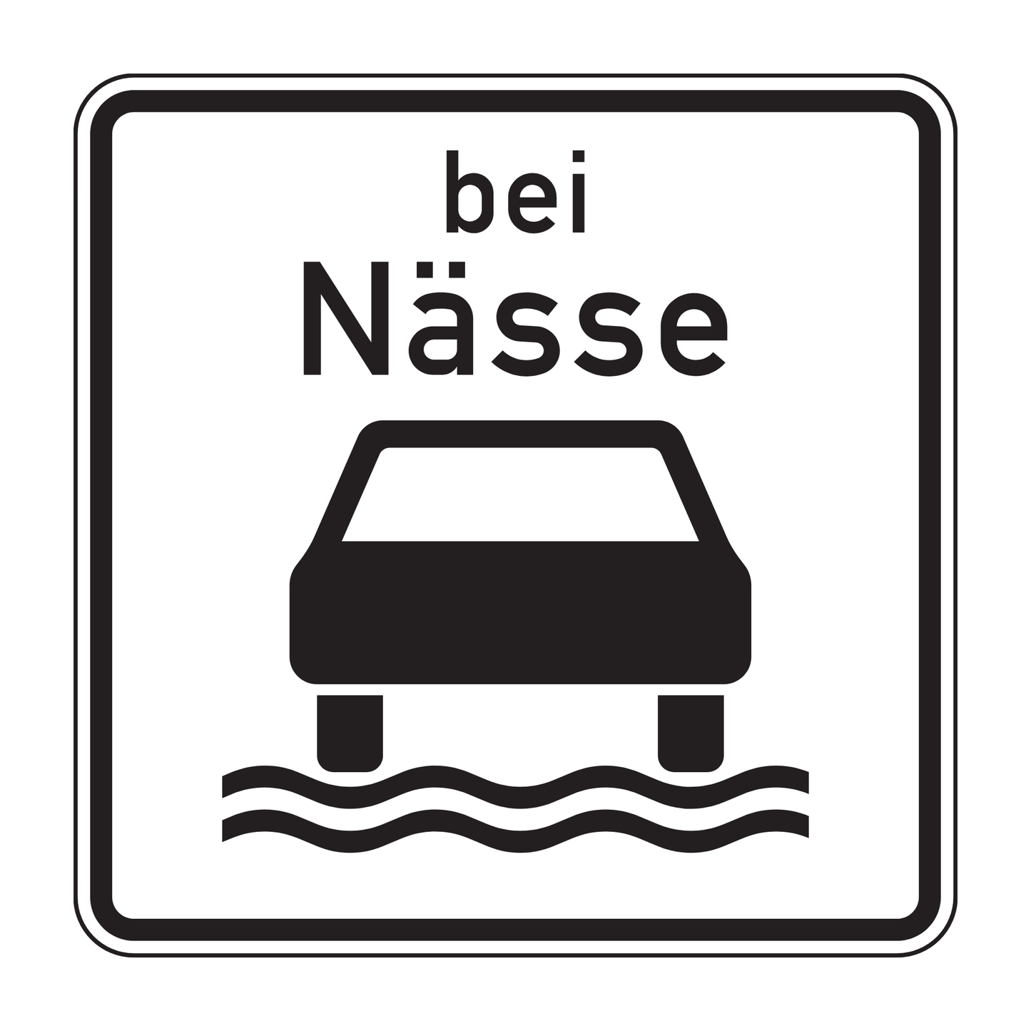 Verkehrszeichen "Bei Nässe" – VZ 1053-35