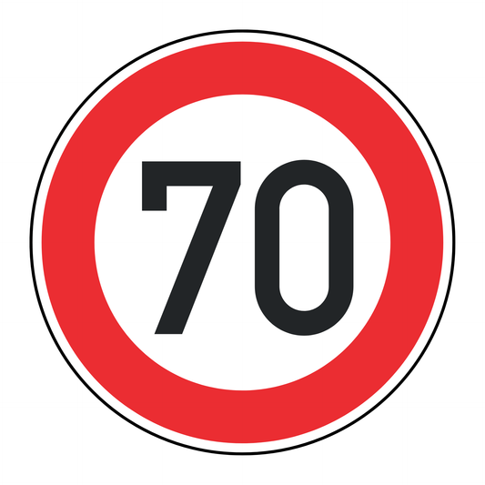 Verkehrszeichen "Zulässige Höchstgeschwindigkeit 70 km/h" - VZ 274-70