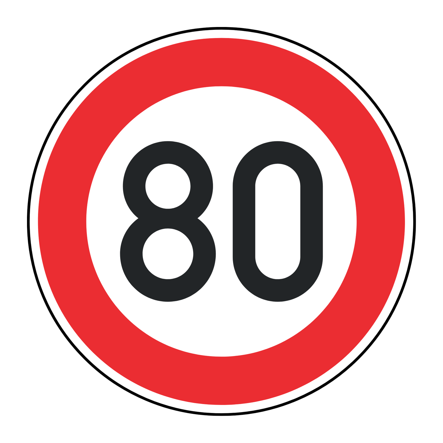 Verkehrszeichen "Zulässige Höchstgeschwindigkeit 80 km/h" - VZ 274-80