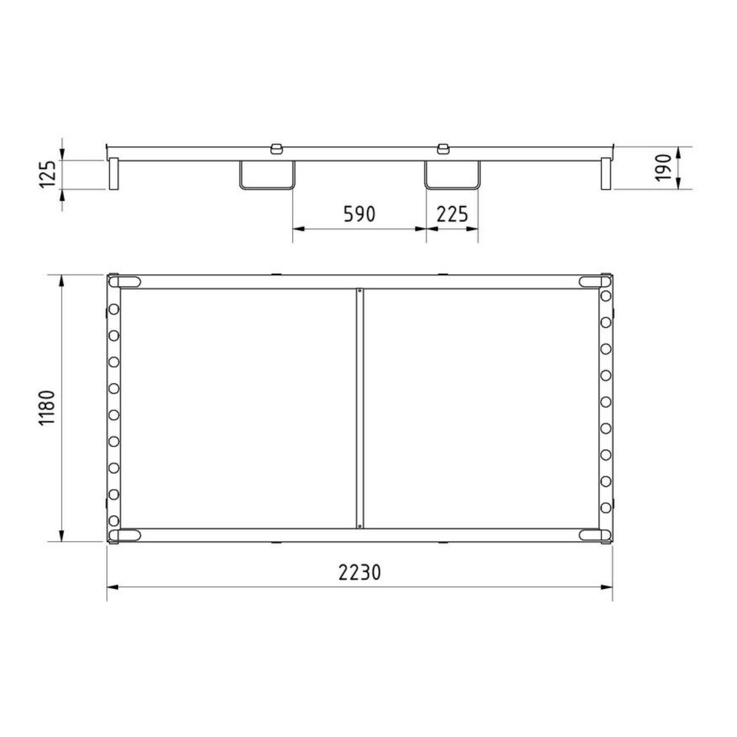 Lager- und Transporttraverse für 20 Absperrschrankengitter