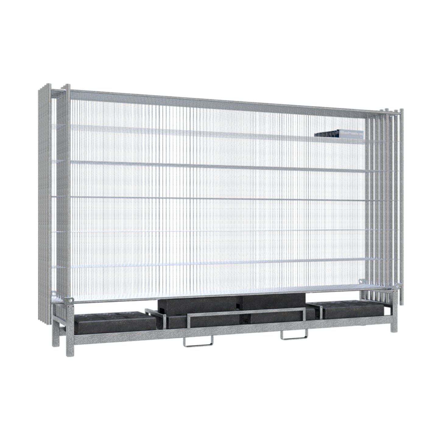 SET mit 10 Bauzäunen und Fußplatten auf Twinpalette